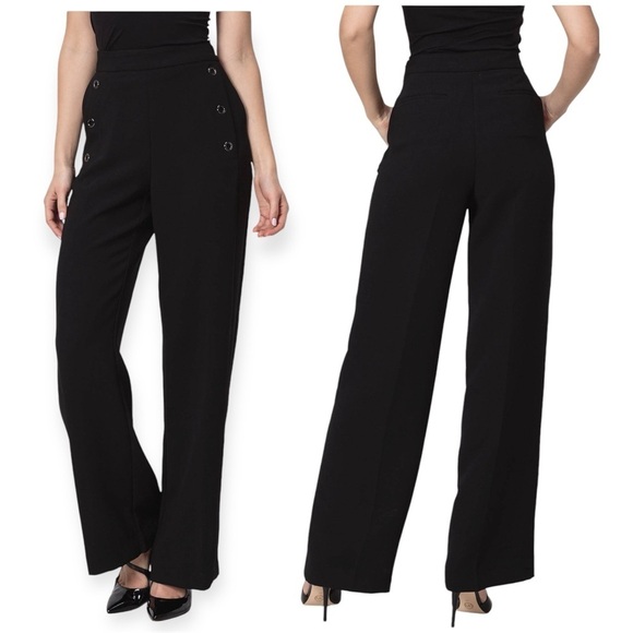 SAILOR Loose Fit Trousers by DKNY sz 2 Black #CasualWear #Party #sophisticated - Picture 2 of 8